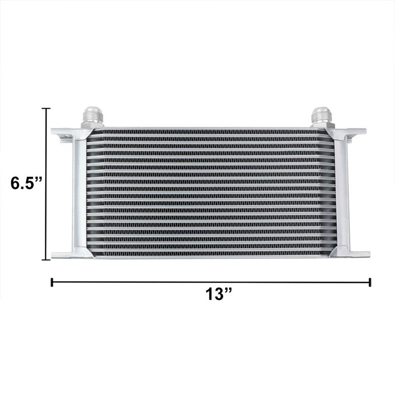 19 Row 10AN Silver Aluminum Engine/Transmission Oil Cooler+Silver Relocation Kit-Performance-BuildFastCar