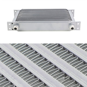 30 Row 10AN Silver Aluminum Engine/Transmission Oil Cooler+Black Relocation Kit-Performance-BuildFastCar
