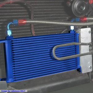7 Row 10AN Blue Aluminum Engine/Transmission Oil Cooler+Silver Relocation Kit-Performance-BuildFastCar