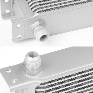 9 Row 10AN Silver Aluminum Engine/Transmission Oil Cooler+Black Relocation Kit-Performance-BuildFastCar
