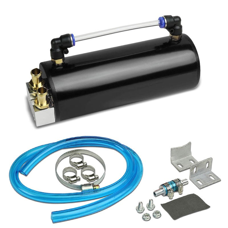 Black Universal Aluminum Racing Oil Catch Tank/CAN Round Can Reservoir Turbo-Performance-BuildFastCar