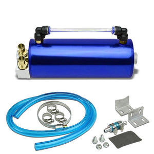 Blue Universal Aluminum Racing Oil Catch Tank Round Can Reservoir Turbo Engine-Performance-BuildFastCar
