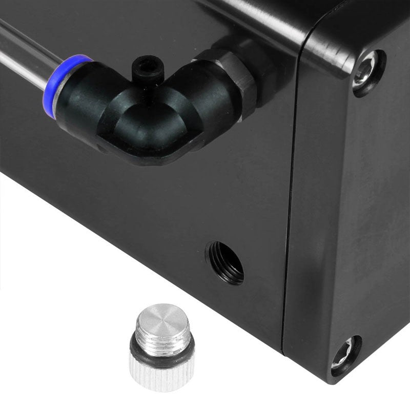 Black Square Style Universal Aluminum Oil/Fuel Catch Tank/Can Reservoir Turbo-Performance-BuildFastCar