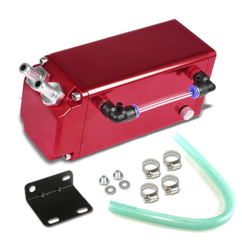 Red Square Style Universal Aluminum Oil/Fuel Catch Tank/Can Reservoir Race Turbo-Performance-BuildFastCar