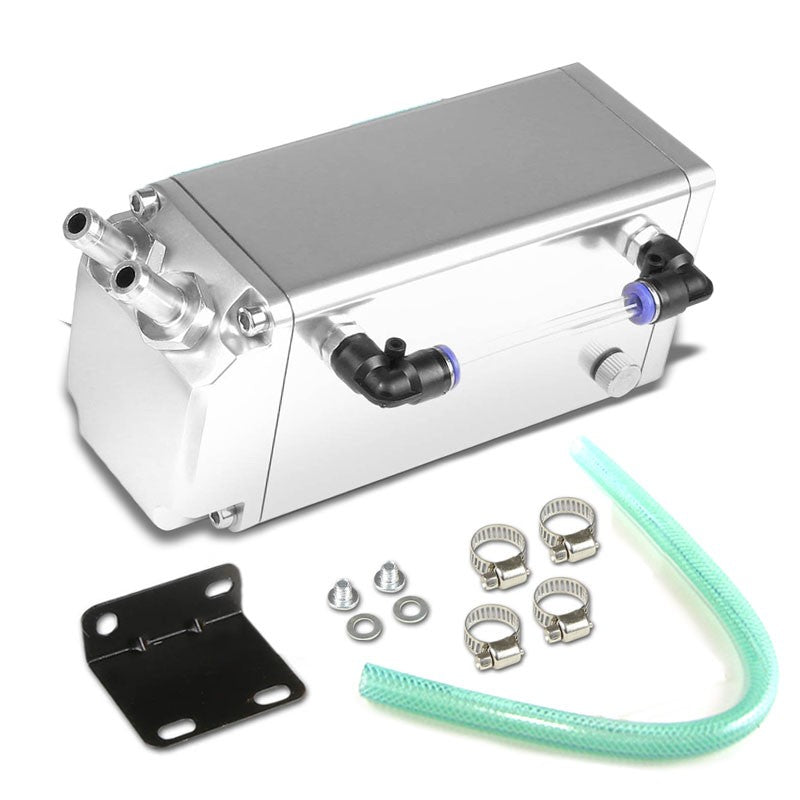 Silver Square Style Universal Aluminum Oil/Fuel Catch Tank/Can Reservoir Turbo-Performance-BuildFastCar
