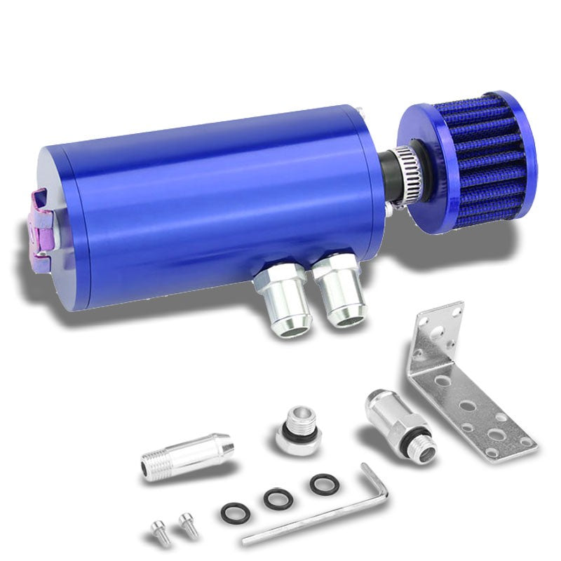 140ML Universal Blue 5.5"L Round Engine Oil Catch Tank Can Reservoir+Air Filter-Performance-BuildFastCar