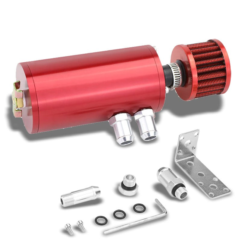 140ML Universal Red 5.5&quot;L Round Engine Oil Catch Tank Can Reservoir+Air Filter-Performance-BuildFastCar