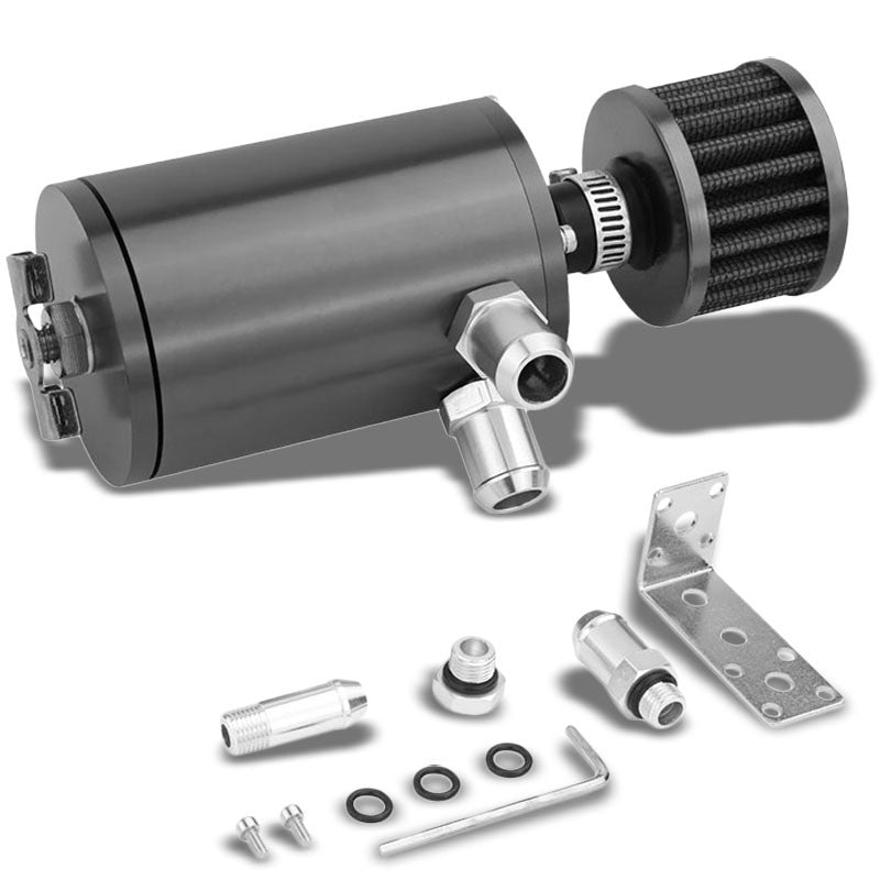 100ML Universal Gun Metal 4.1" L Engine Oil Catch Tank Can Reservoir+Air Filter-Performance-BuildFastCar