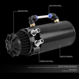 Universal Aluminum Anodized Black 140 ML Oil Catch Tank Reservoir Breather