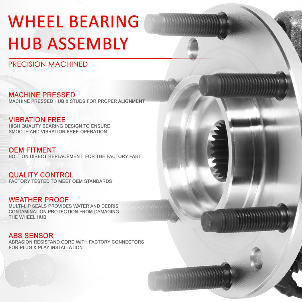Front Left+Right Bolt in Wheel Bearing Hub Assembly For 04-07 Nissan Titan/QX56