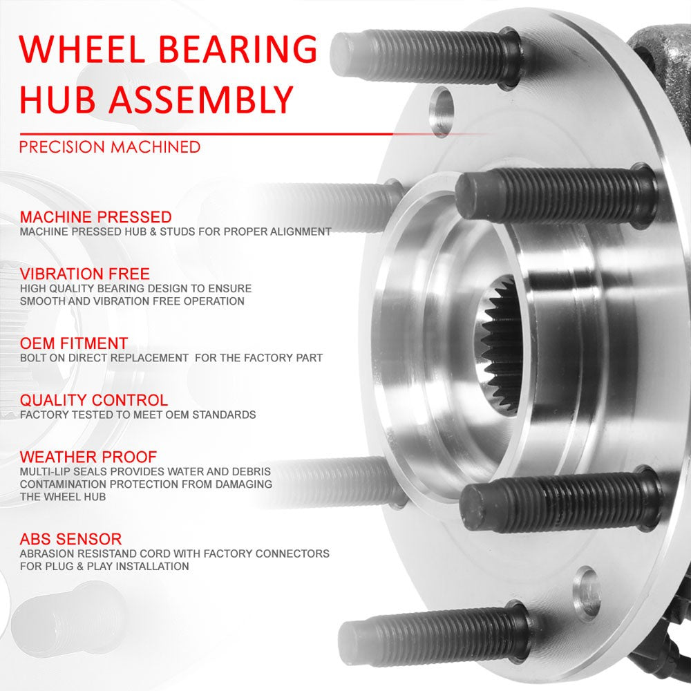 Front Left+Right Bolt in Wheel Bearing Hub Assembly For 07-14 GMC Yukon XL 1500