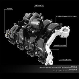 Black ABS Plastic OE Intake Manifold For 09-14 Ford E-150/E-250 4.6L V8 SOHC