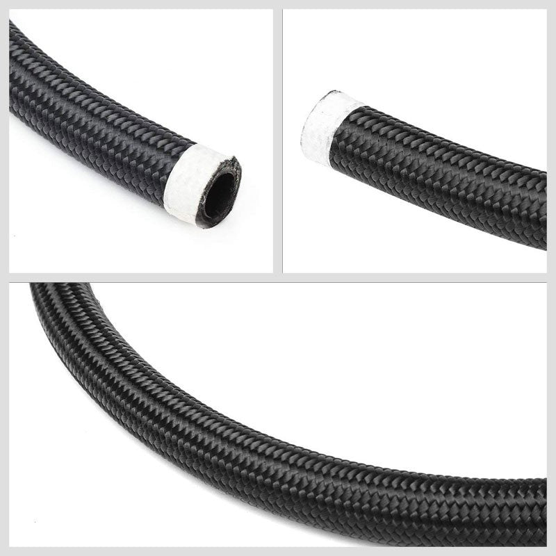 40" Stainless Steel Braided Turbo Oil Feed Line+Black Nylon Braided Drain Line