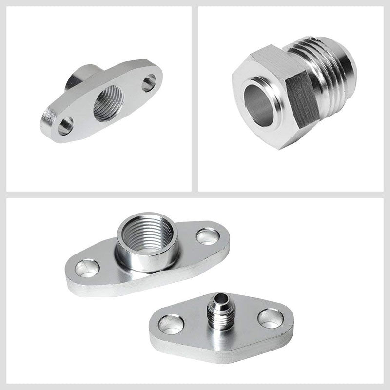 40" Stainless Steel Braided Turbo Oil Feed Line+Black Nylon Braided Drain Line