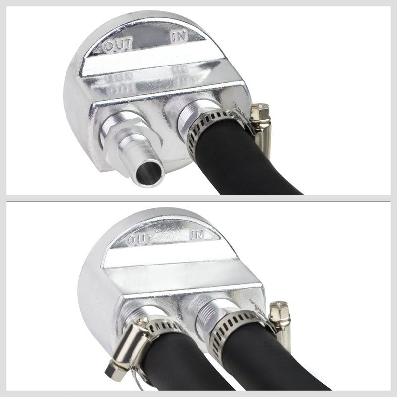 Aluminum Engine Oil Filter/Cooler Relocation Kit Plate Adapter MALE Fitting+Hose-External Engine-BuildFastCar-BFC-OFR-FOR79MUT