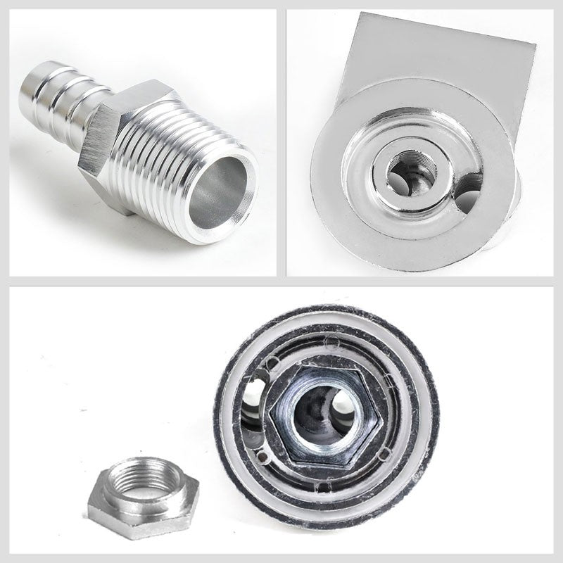 Aluminum Engine Oil Filter/Cooler Relocation Kit Plate Adapter MALE Fitting+Hose-External Engine-BuildFastCar-BFC-OFR-FOR79MUT