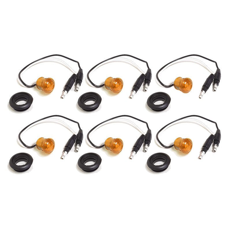 6 Pcs Universal Amber Plastic Hard Wired Peterson 176KA LED Side Marker Light-Trailer Light Parts-BuildFastCar-BFC-TTP-SML-PET-176KA-AM-X6