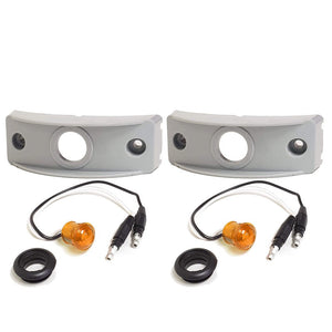 2X Peterson Amber Side Marker Light+Gray Side Surface Mount For Curved Surfaces-Trailer Light Parts-BuildFastCar-BFC-TTP-MSC-SMLC-0002-X2