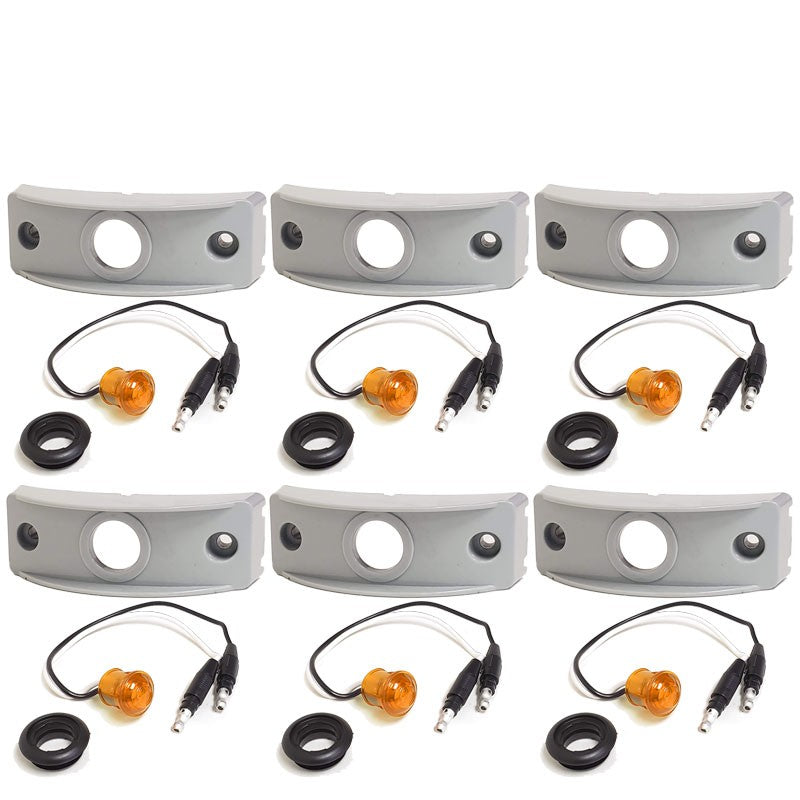 6X Peterson Amber Side Marker Light+Gray Side Surface Mount For Curved Surfaces-Trailer Light Parts-BuildFastCar-BFC-TTP-MSC-SMLC-0002-X6