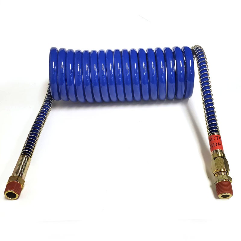 Phillips 11-715 Blue/Red 15' Long Steel Spring Coiled Air Brake Hose For Trailer-Trailer Brake Parts-BuildFastCar-BFC-TTP-COAI-PHIL-11-715