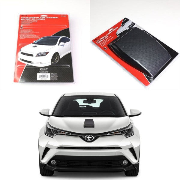 Universal Black Carbon Fiber Design Style Air Flow Vent Bonnet Hood Scoop Cover-Exterior-BuildFastCar