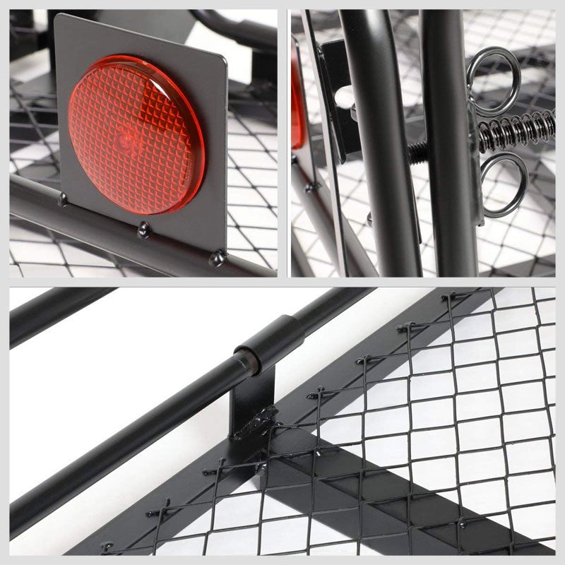 Coated Black Fold-Up 2" Hitch Rear Mount Cargo Carrier Basket Baggae Luggage Box-Exterior-BuildFastCar