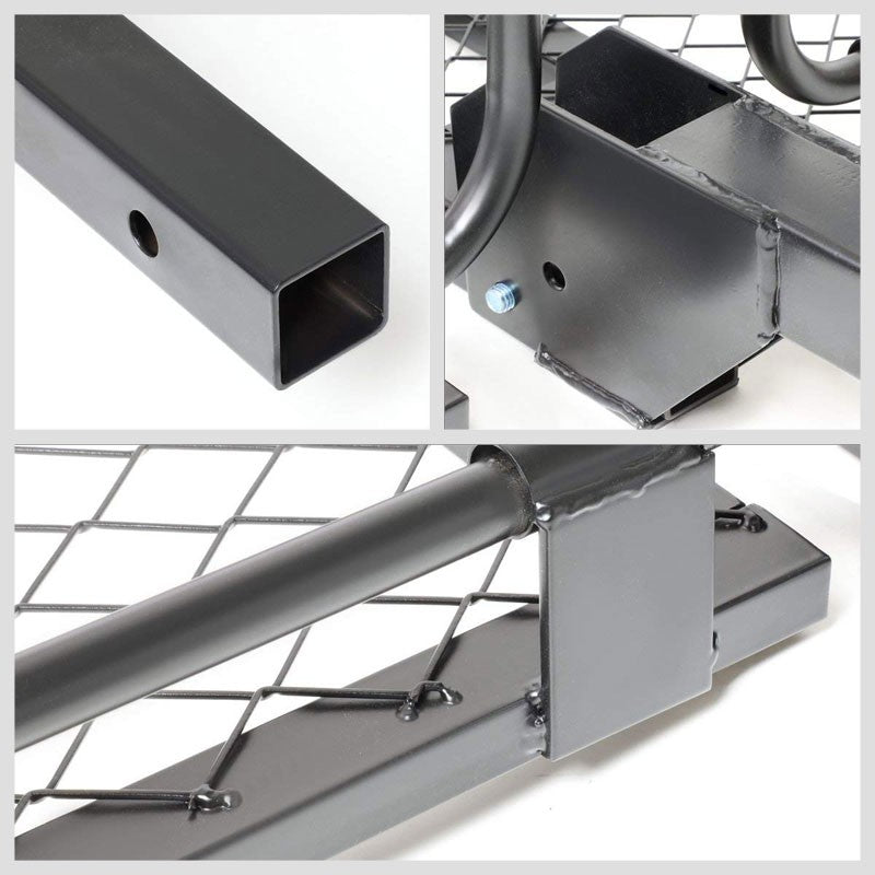 Coated Black Fold-Up 2" Hitch Rear Mount Cargo Carrier Basket Baggae Luggage Box-Exterior-BuildFastCar