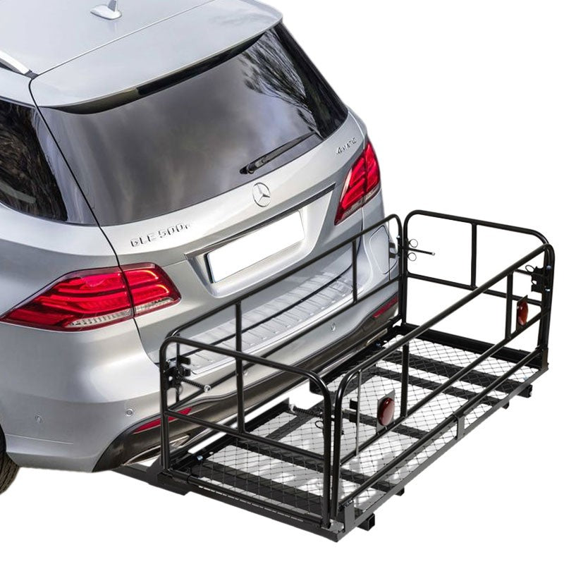 Powdered Coated Black Foldup Frame Mount Cargo Carrier Basket Baggae Luggage Box-Exterior-BuildFastCar