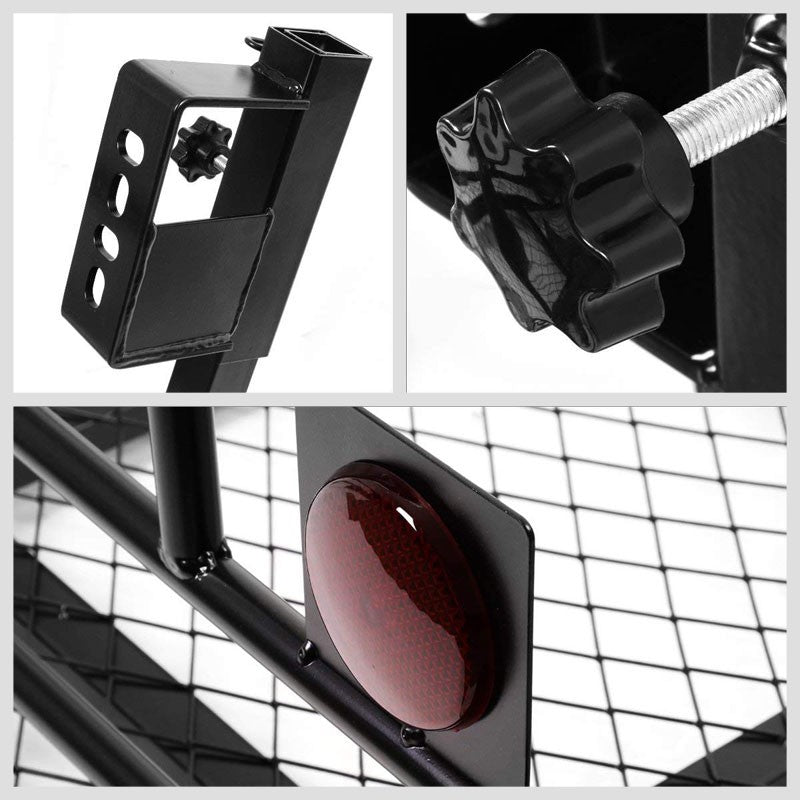 Powdered Coated Black Foldup Frame Mount Cargo Carrier Basket Baggae Luggage Box-Exterior-BuildFastCar