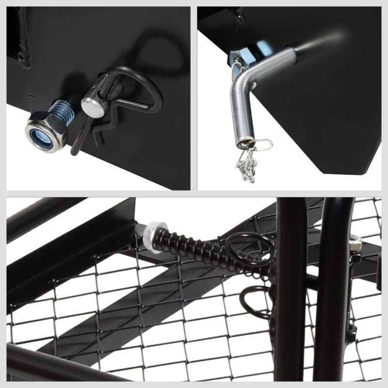 Powdered Coated Black Foldup Frame Mount Cargo Carrier Basket Baggae Luggage Box-Exterior-BuildFastCar