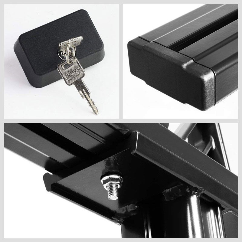 Coated Black 2-Bar Adjust Pickup Trunk Bed Mount Utility Truck Bed Carrier Rack-Exterior-BuildFastCar