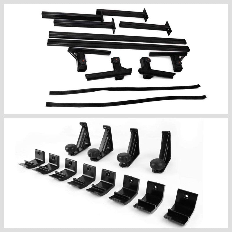 Coated Black 2-Bar Adjust Pickup Trunk Bed Mount Utility Truck Bed Carrier Rack-Exterior-BuildFastCar