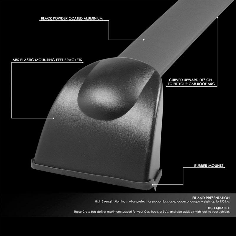 Black Aluminum OE Style Bolt-On Top Roof Rack Rail Cross Bar For 07-12 CX-7-Roof Parts-BuildFastCar