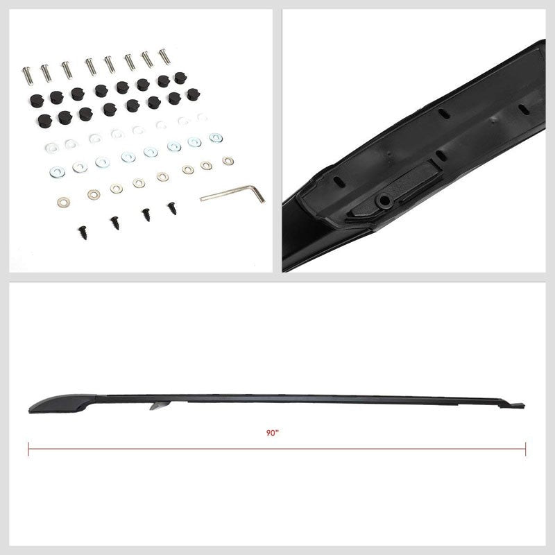 Black ABS Plastic OE Style Bolt-On Top Roof Rack Side Bar For 05-16 LR4 LR4-Exterior-BuildFastCar