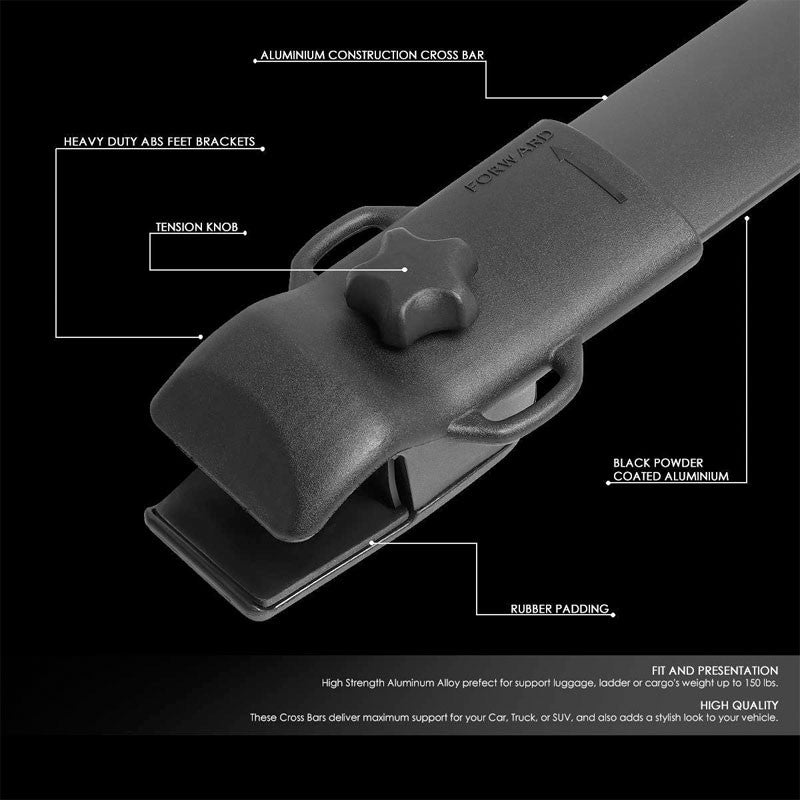 Black Aluminum OE Style Bolt-On Top Roof Rack Rail Cross Bar For 11-18 Sienna-Exterior-BuildFastCar