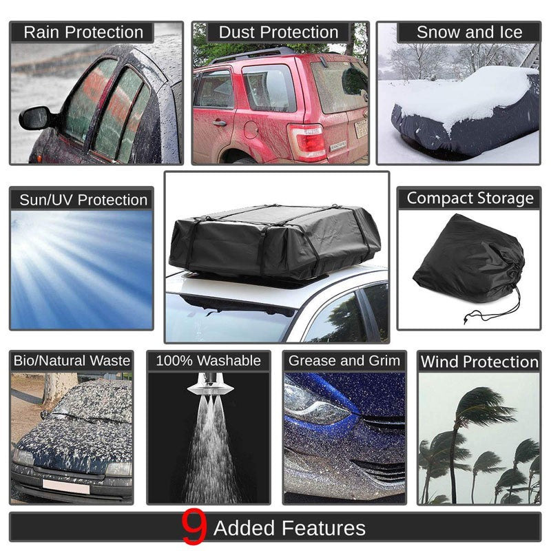 Black Universal Top Roof Rack Rail Cargo Storage Bag W/ABS Base Travel Luggage-Roof Parts-BuildFastCar
