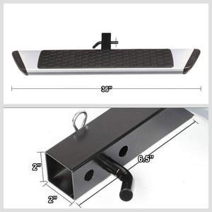 36"Long/5.5L Wide Flat Step Heavy Duty Tow Hitch Step Bar Silver For 2" Receiver-Exterior-BuildFastCar