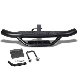 36"Long/4" OD Round Double Step Heavy Duty Hitch Step Bar Black For 2" Receiver-Exterior-BuildFastCar