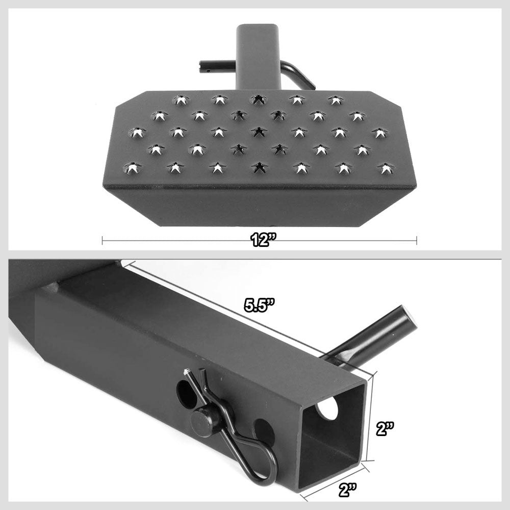 12"Long/6.5" Wide Flat Step Pad Heavy Duty Hitch Step Bar Black For 2" Receiver-Exterior-BuildFastCar