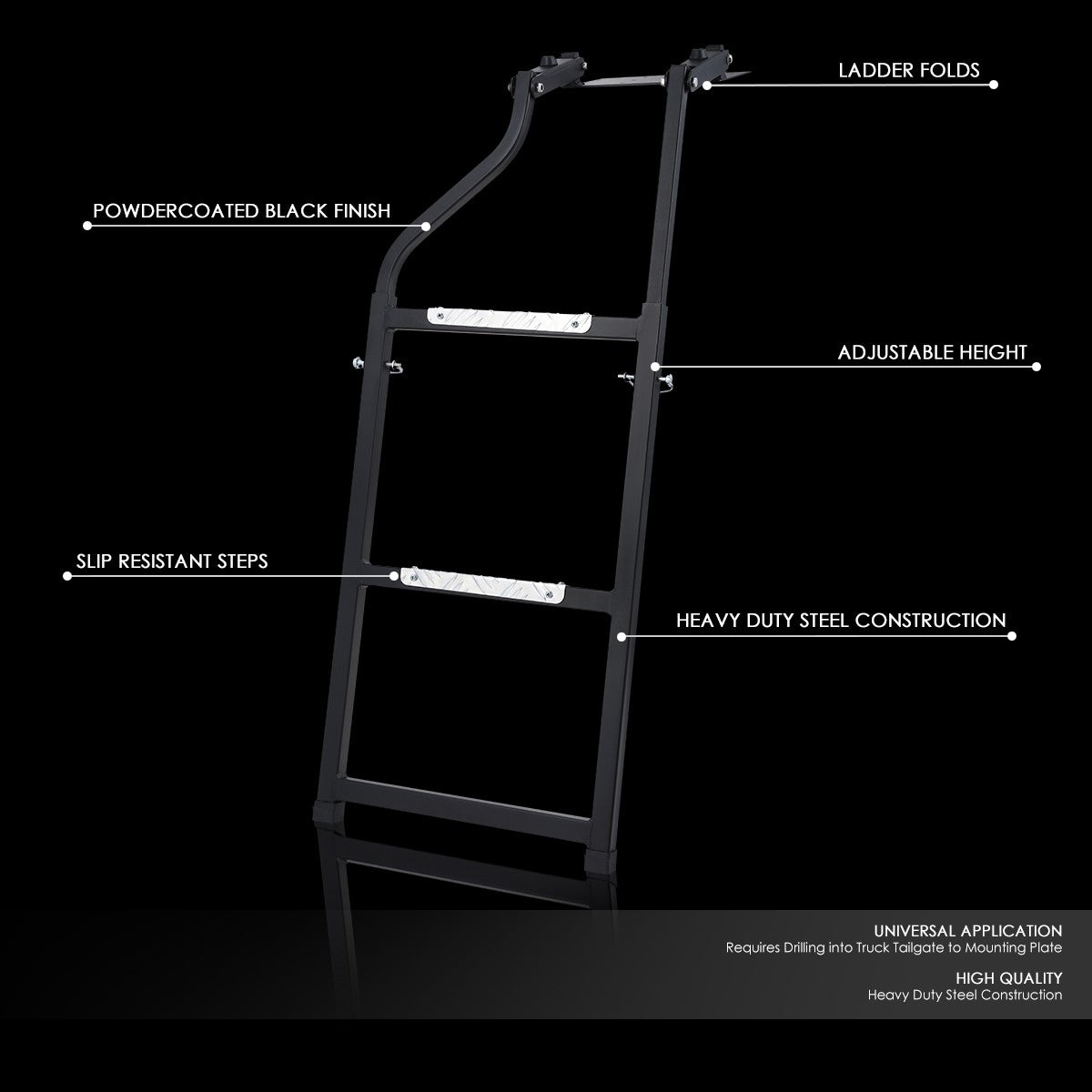 BFC-LD-8277-BK Adjustable Foldable Pickup Truck Rear Tail Gate Ladder BFC-LD-8277-BK
