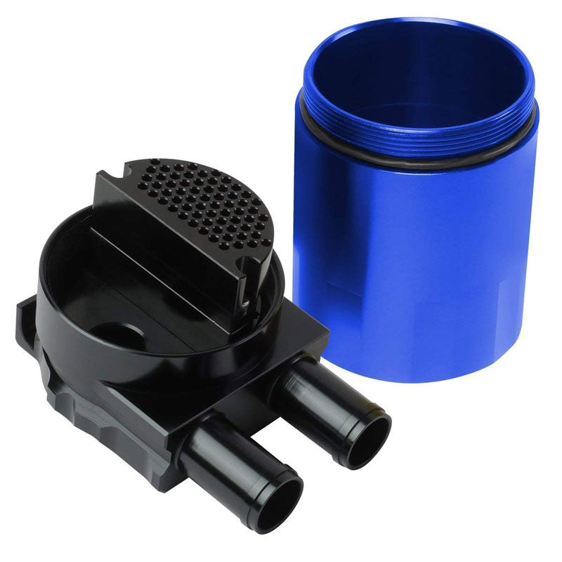 Universal Aluminum Sealed Baffled Blue 240ML 2 Port Oil Catch Tank Can Reservoir-Performance-BuildFastCar
