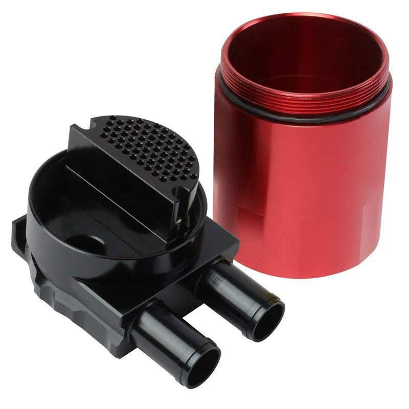 Universal Aluminum Sealed Baffled Red 240ML 2 Port Oil Catch Tank Can Reservoir-Performance-BuildFastCar