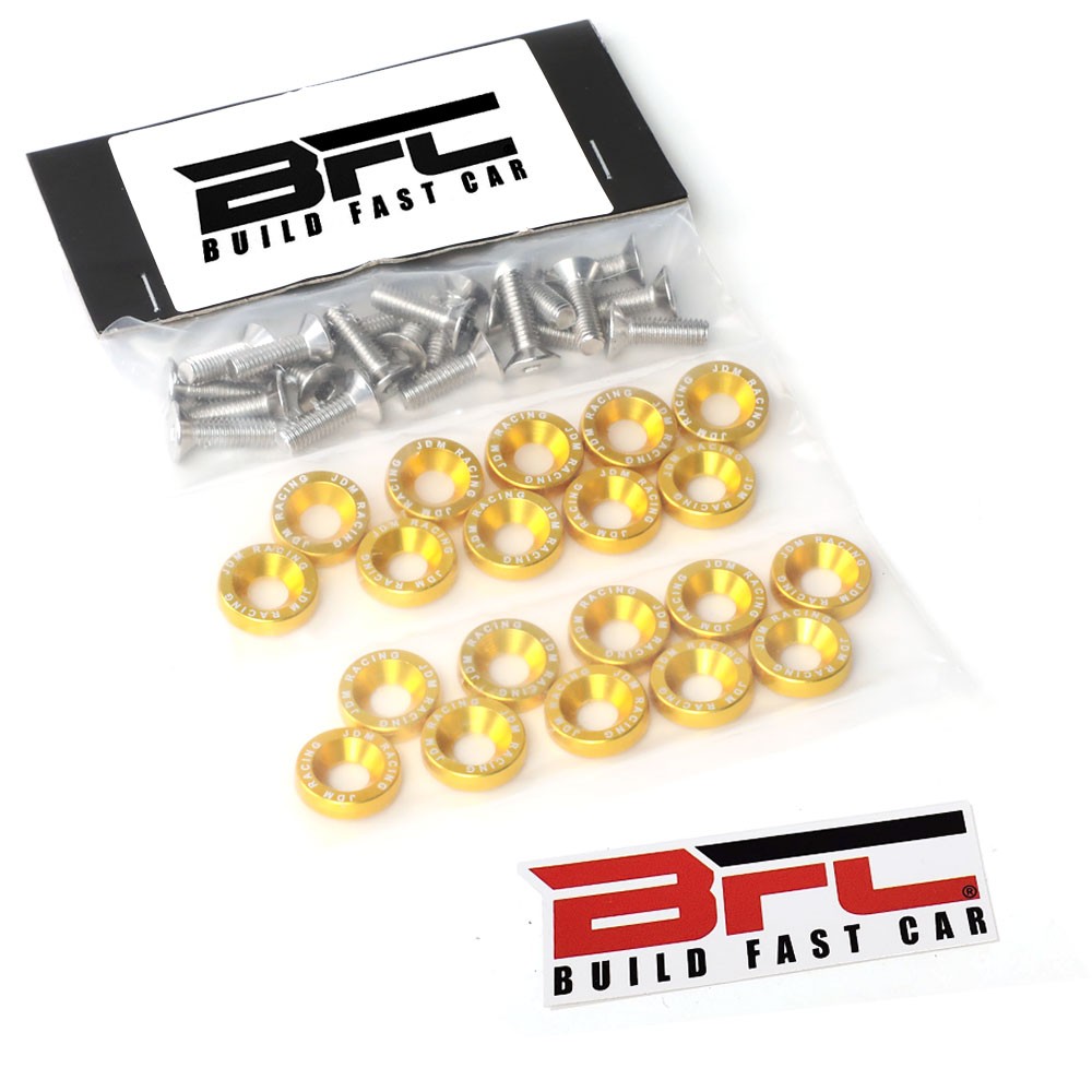 20PCs BFC Gold Round JDM Pattern Fender Washer M6x1.0