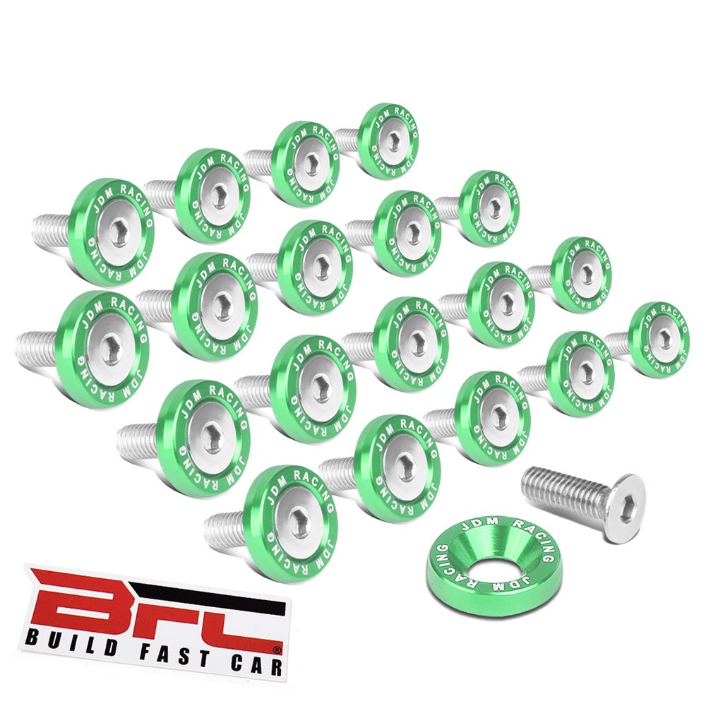 20PCs BFC Green Round JDM Pattern Fender Washer M6x1.0