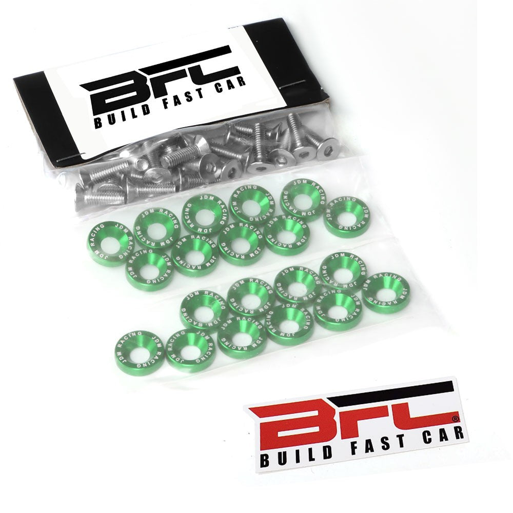20PCs BFC Green Round JDM Pattern Fender Washer M6x1.0