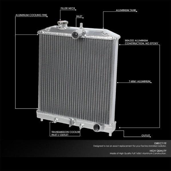 1-Row Metallic Aluminum Radiator Kit For 92-00 Honda Civic/94-01 Acura Integra-Performance-BuildFastCar