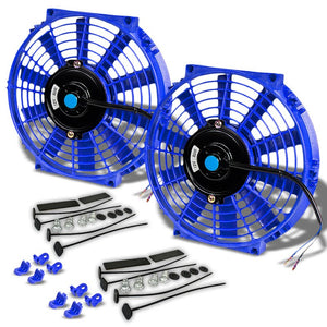 2x Universal 10" SLIM Blue PULL/PUSH Electric Radiator Engine Bay Cooling Fan-Performance-BuildFastCar