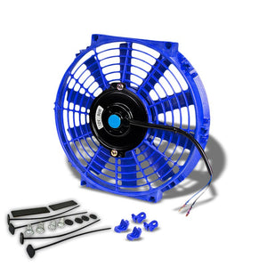 Universal 10" Blue Slim Reversible Electric Radiator Motor Cooling Fan+Mounting-Performance-BuildFastCar