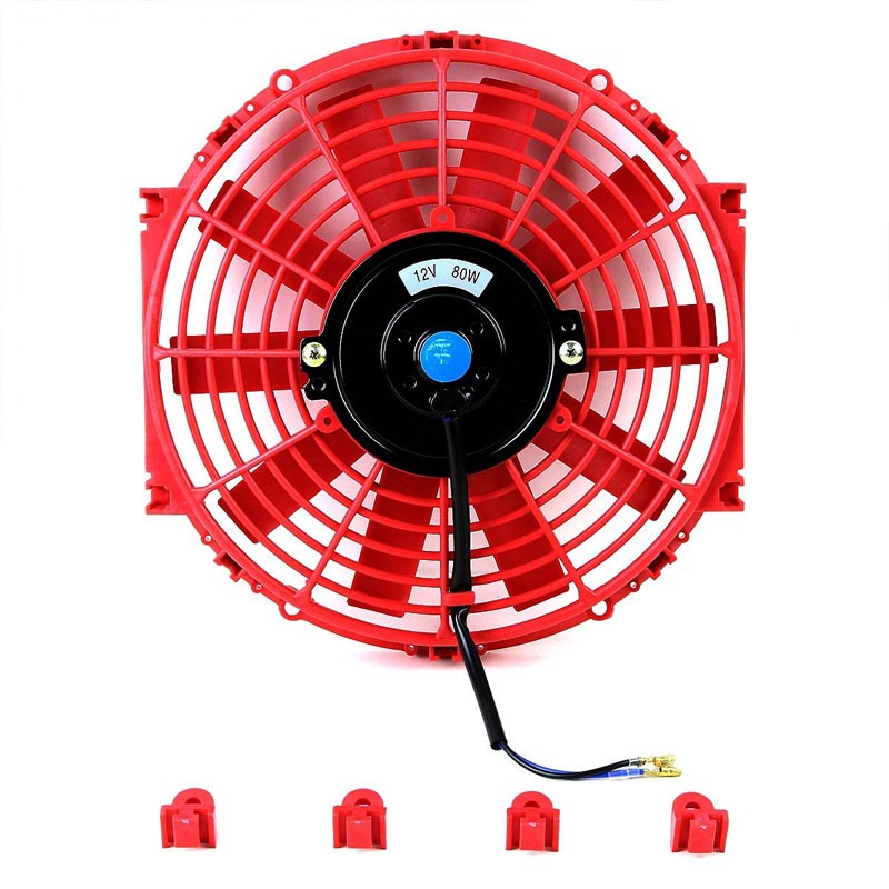 2x Universal 10" SLIM Red PULL/PUSH Electric Radiator Engine Bay Cooling Fan-Performance-BuildFastCar