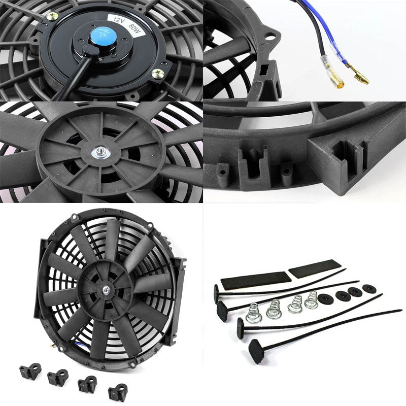 Universal 10" Black Slim Reversible Electric Radiator Motor Cooling Fan Mounting-Performance-BuildFastCar